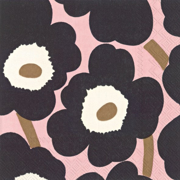Marimekko paper napkins - Lunch size UNIKKO pink black