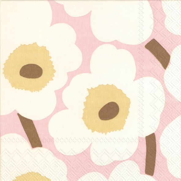 Marimekko paper napkins - Lunch size UNIKKO rose cream