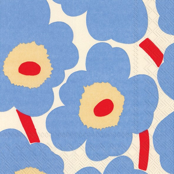 Marimekko paper napkins - Lunch size UNIKKO cream blue