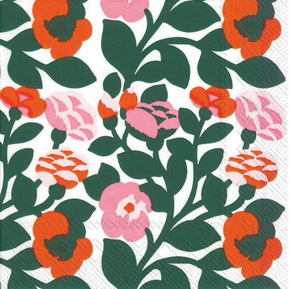Marimekko paper napkins - Lunch size  GREEN GREEN orange - SS25