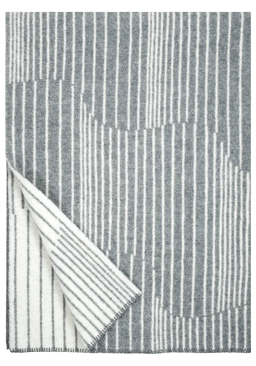 Blanket wool 130x180cm - AURORA -Grey-white