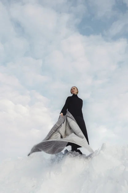 Blanket wool 130x180cm - AURORA -Grey-white