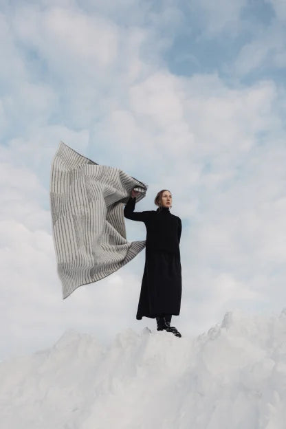 Blanket wool 130x180cm - AURORA -Grey-white