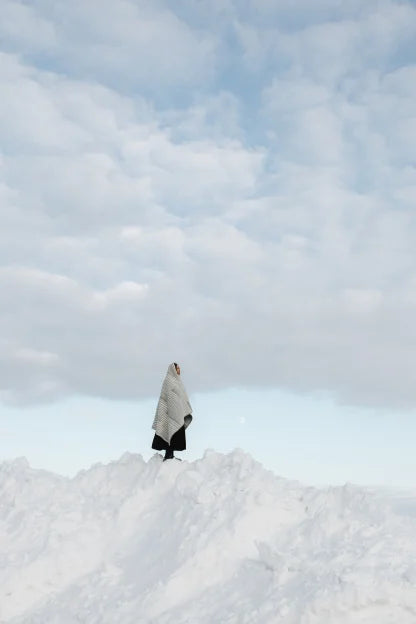 Blanket wool 130x180cm - AURORA -Grey-white