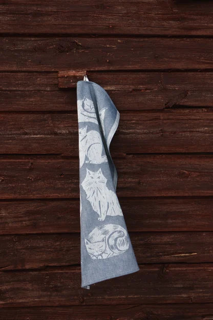 KISSANPÄIVÄT towel 46x70cm 5/white-blueberry