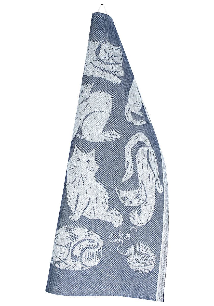 KISSANPÄIVÄT towel 46x70cm 5/white-blueberry