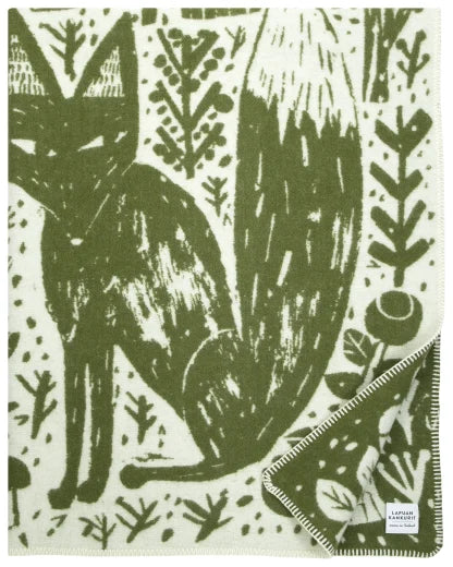 METSIKKÖ blanket 130x180cm 6/olive-white