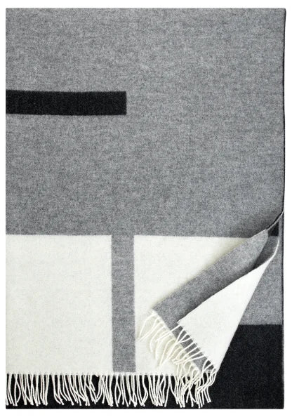 SUUNTA blanket 130x180cm+fringes 9/grey-white-black