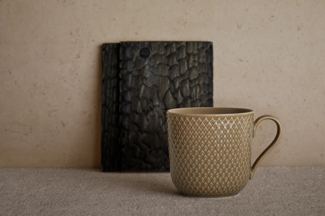 Rhombe Earth Mug with handle 39 cl Brown Clay