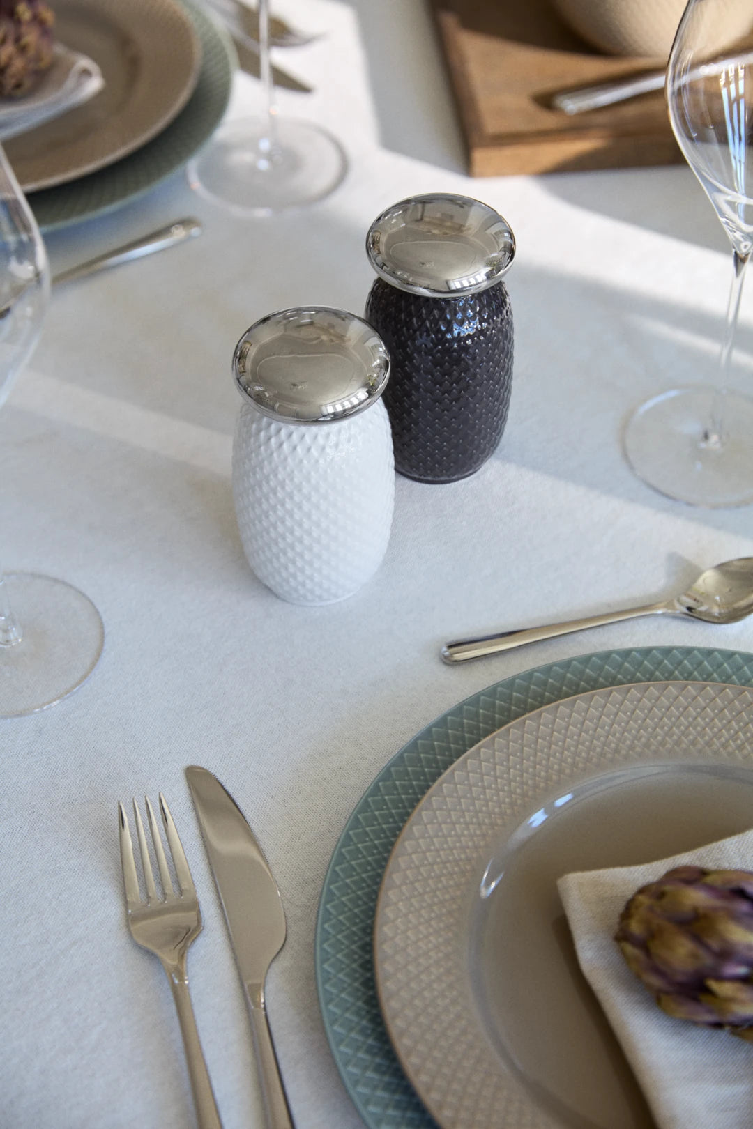 Rhombe Salt and Pepper Sets H13 cm / 5.1 in white/slate