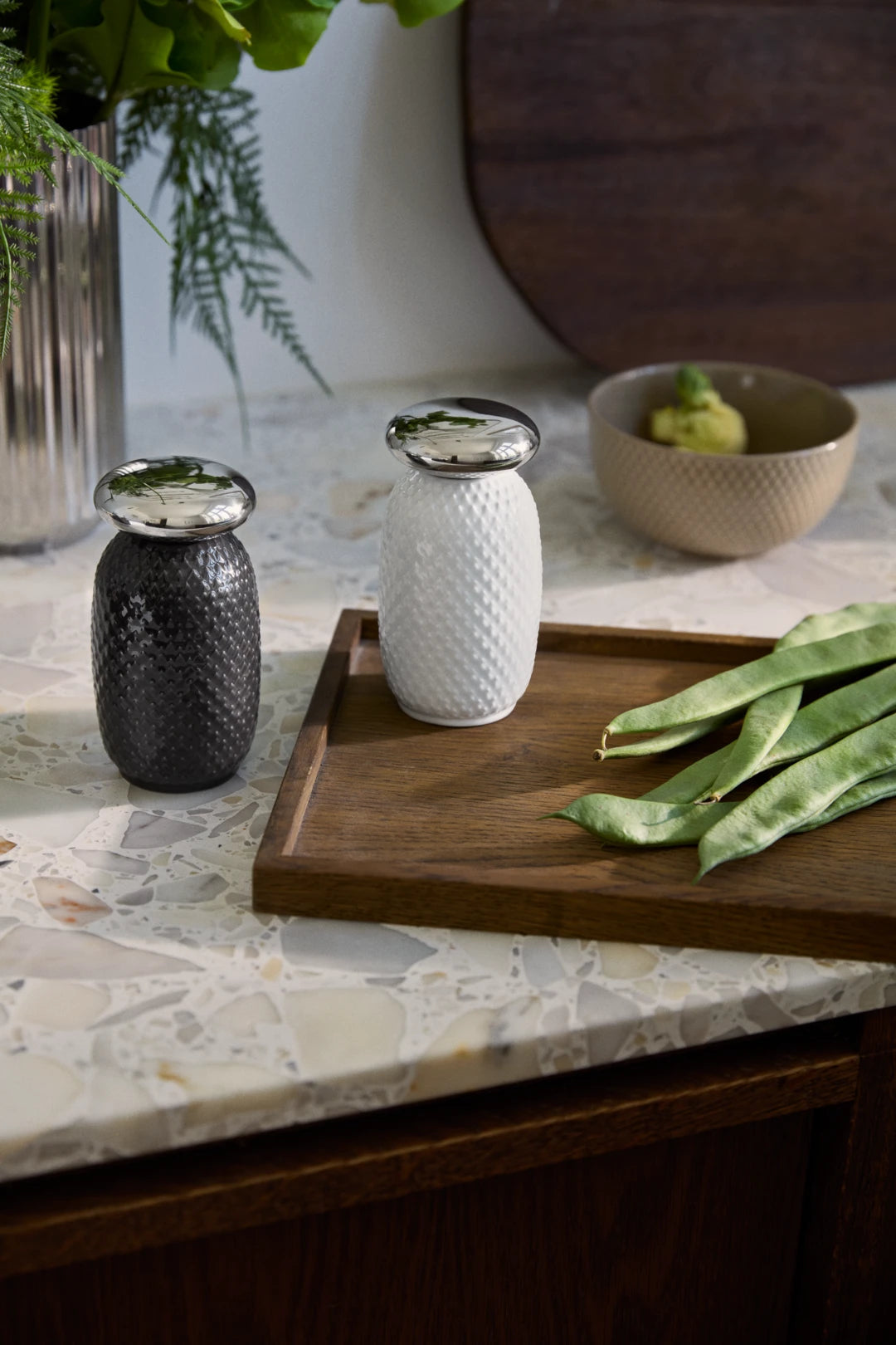 Rhombe Salt and Pepper Sets H13 cm / 5.1 in white/slate