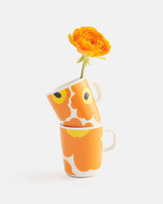 Oiva / Iso Unikko 60Th Anniversary Mug 2,5dl white orange yellow