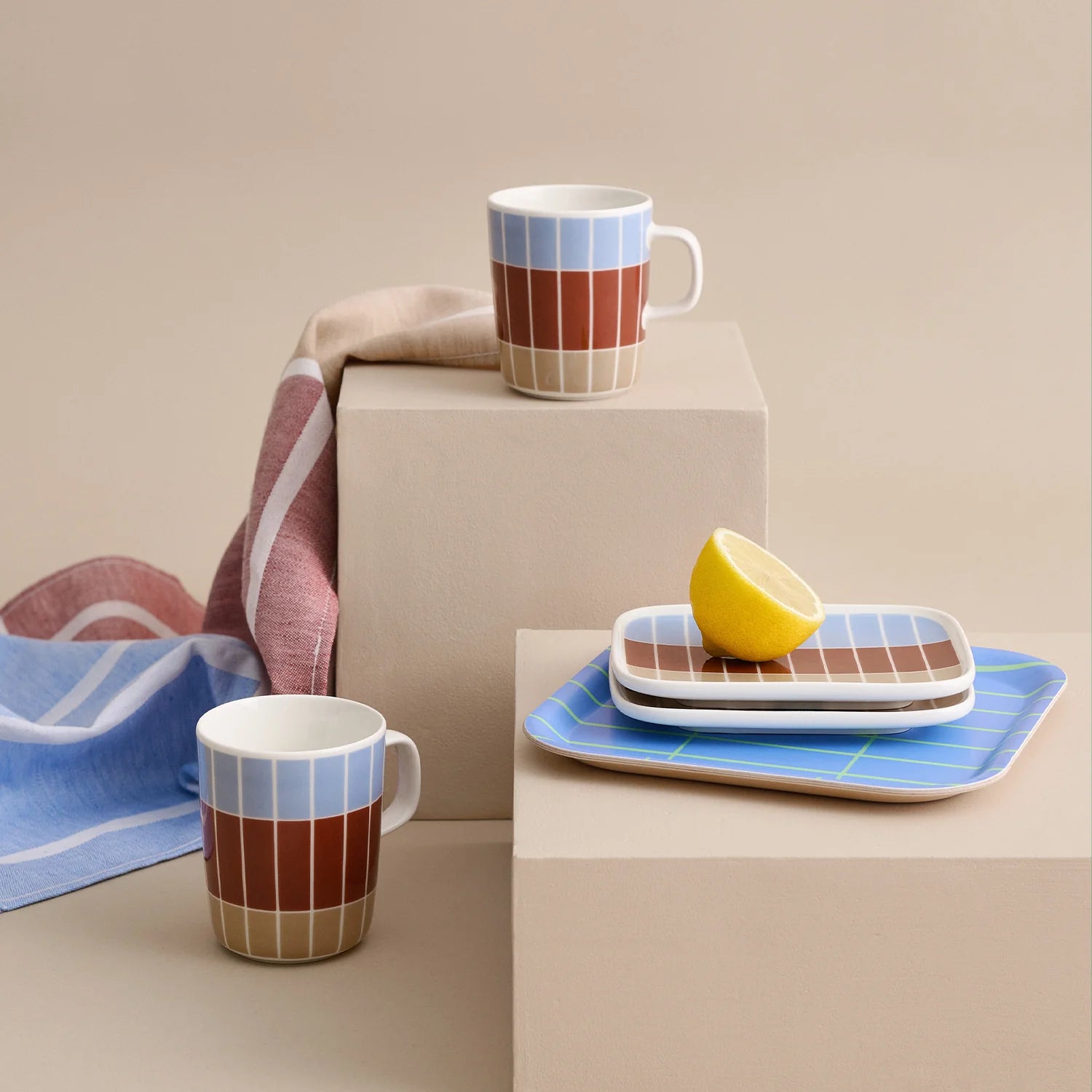 Oiva / Tiiliskivi Mug 2,5 Dl Blue / Brown / Beige
