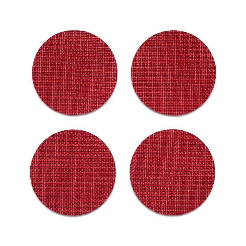 Chilewich Coasters Mini Basketweave (Set of 4) Scarlet