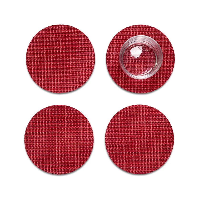 Chilewich Coasters Mini Basketweave (Set of 4) Scarlet