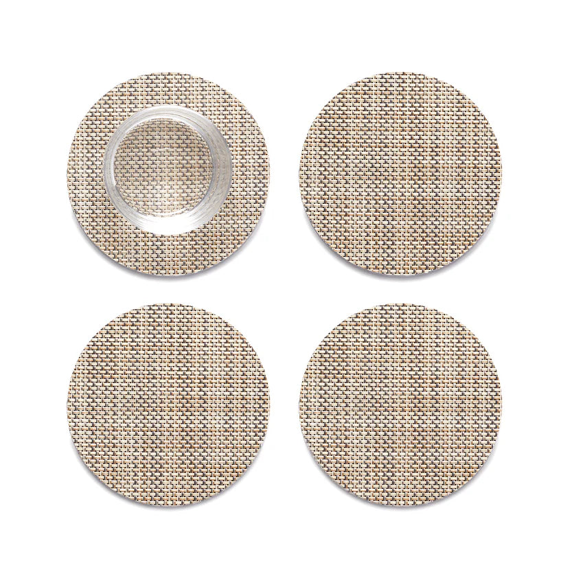 Chilewich Coasters Mini Basketweave (Set of 4) Linen