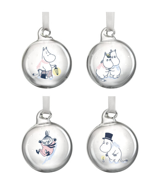 Moomin Christmas bauble Let  it Snow 4pcs