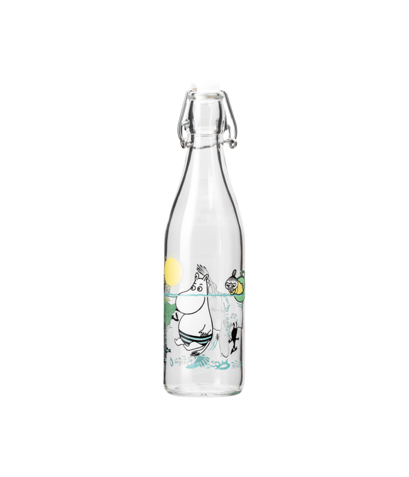 Moomin glass bottle Fun in the water 0,5L