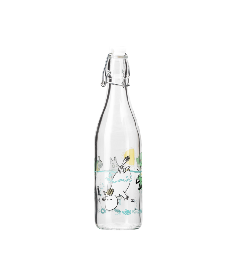 Moomin glass bottle Fun in the water 0,5L