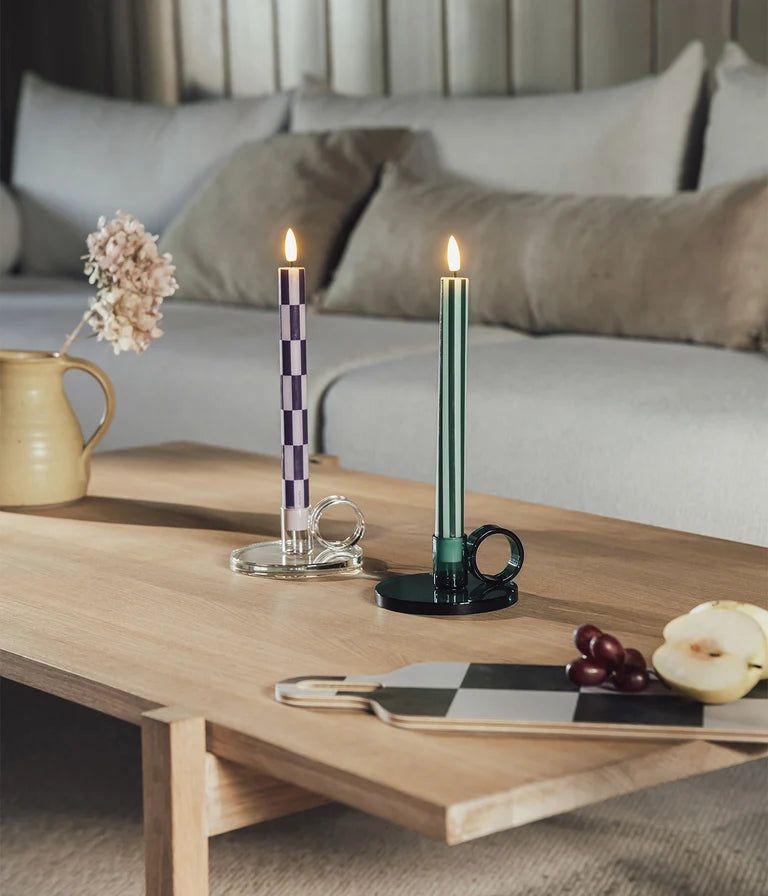 Checks&Stripes LED taper candles 2pcs