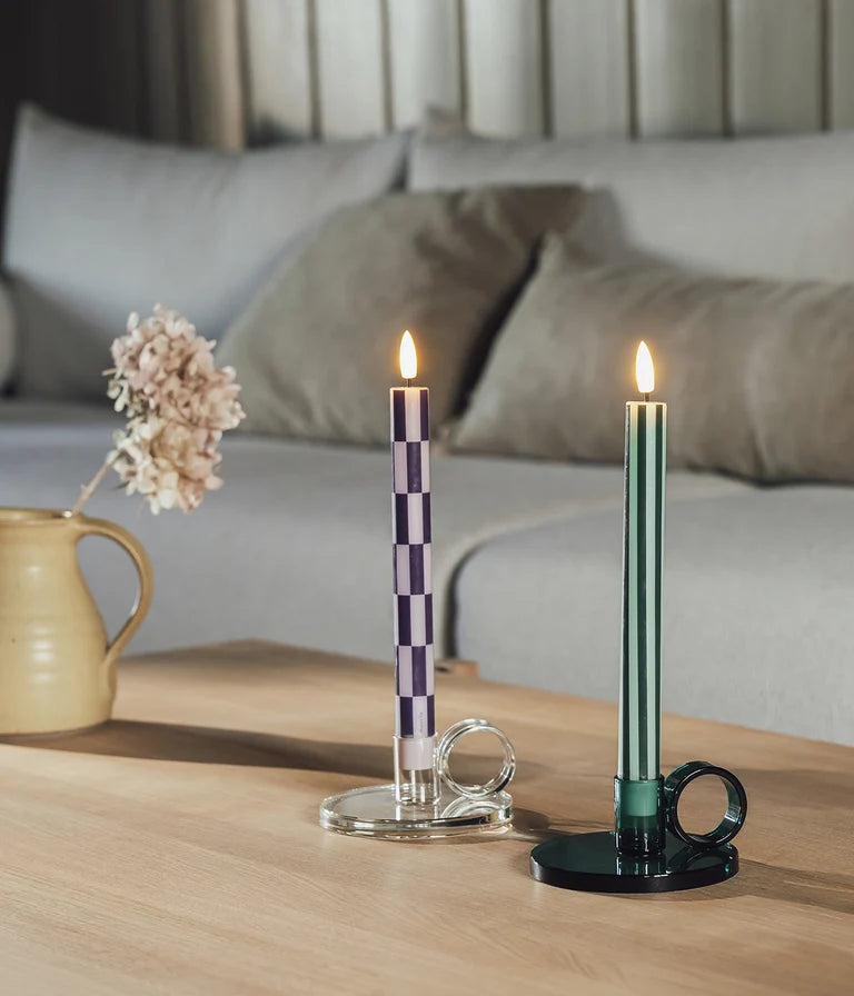 Checks&Stripes LED taper candles 2pcs