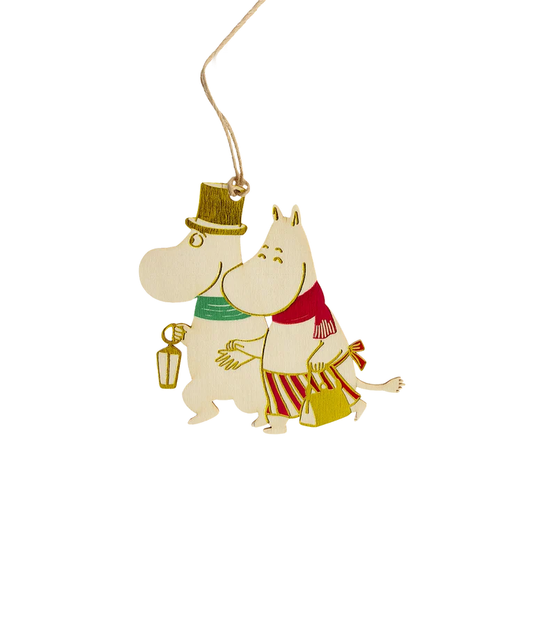 Moomin plywood Christmas decoration Moominmamma and Moominpappa 8,5 cm