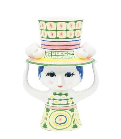 Lady with hat vase 24,5 cm green
