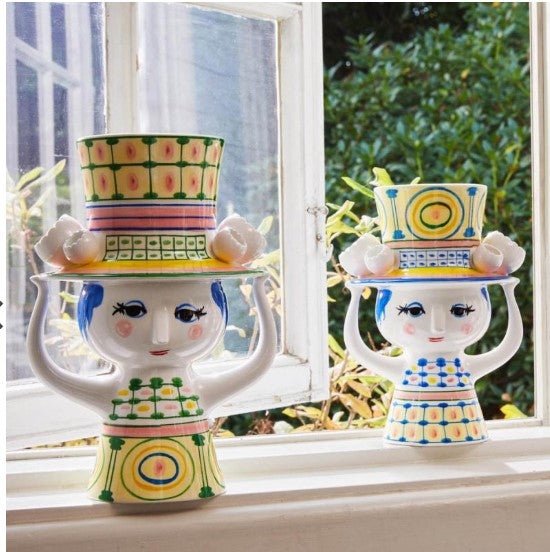 Lady with hat vase 24,5 cm green