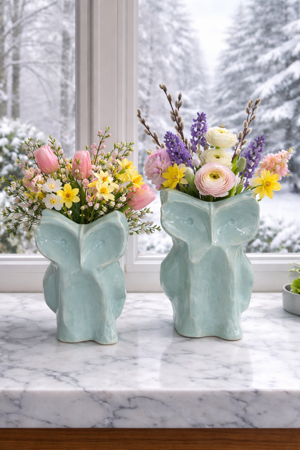 Owl vase Large light blue After Midnight