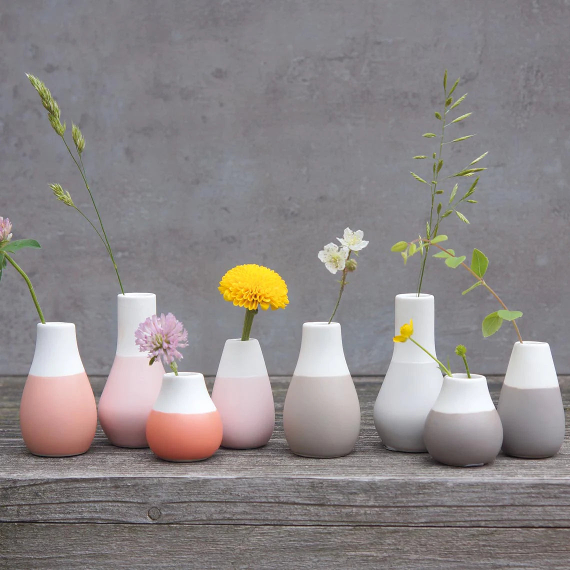 Pastel Two-Tone Mini Vases - Set Of 4 - Shades Of Green Vases