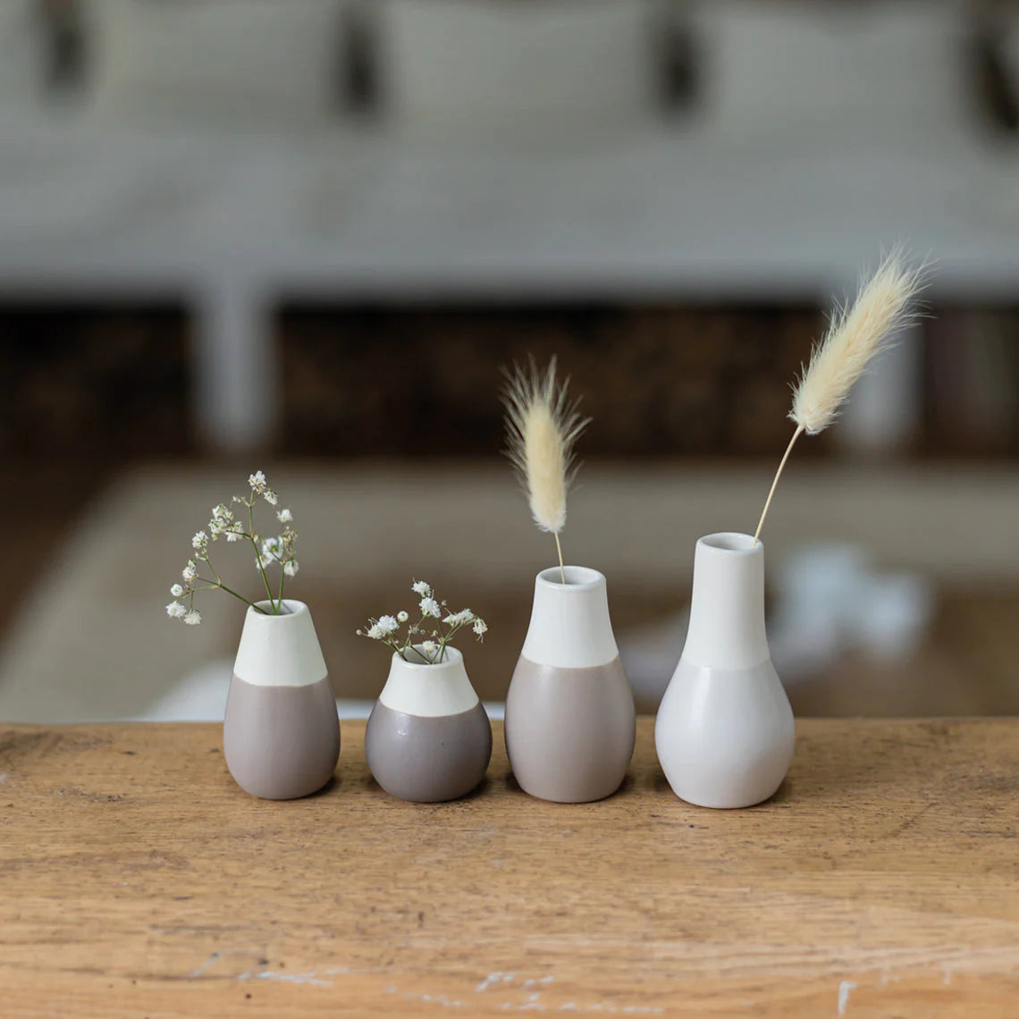 Pastel Two-Tone Mini Vases - Set Of 4 - Shades Of Green Vases