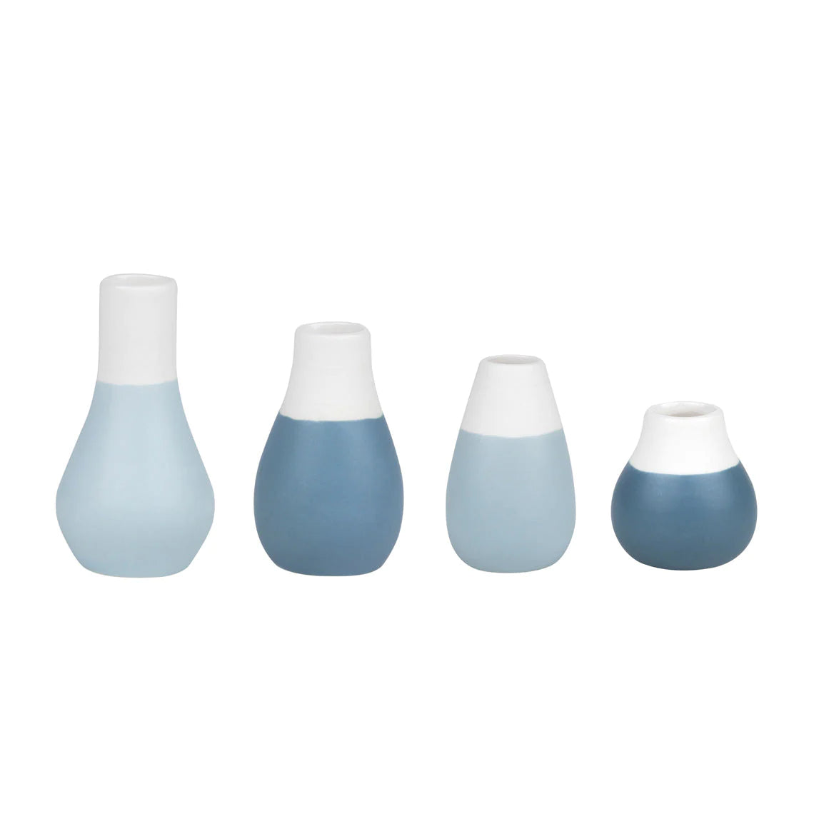 Pastel Two-Tone Mini Vases - Set Of 4-  Shades Of Blue Vases