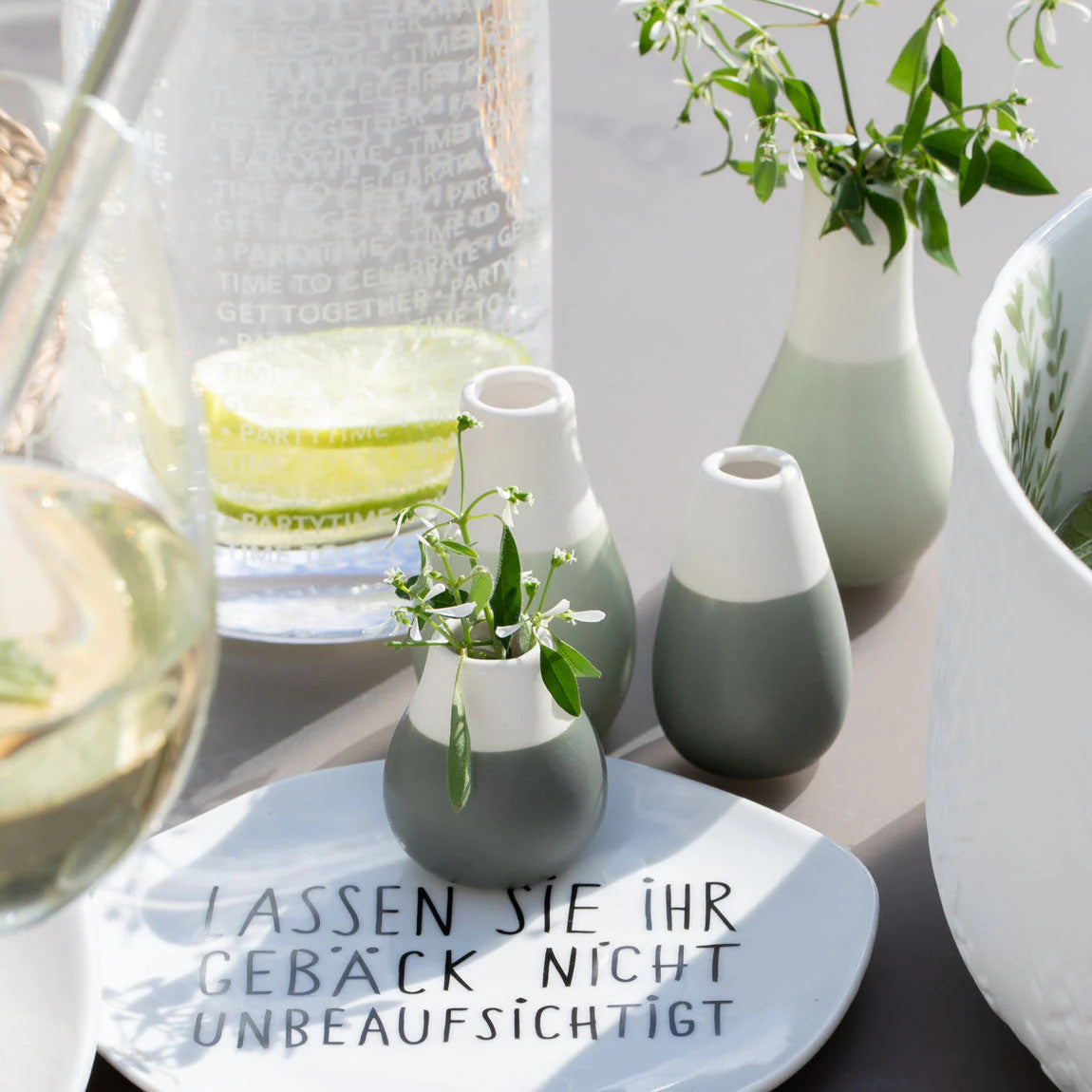 Pastel Two-Tone Mini Vases - Set Of 4 - Shades Of Green Vases