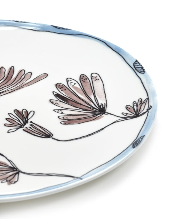 Midnight Flowers Plate Small Camelia Aubergine