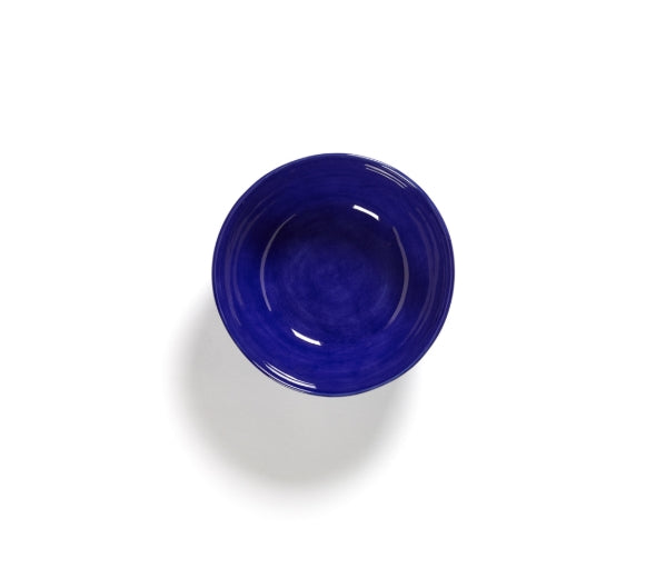 Bowl Large Dark Blue Stripes White Feast