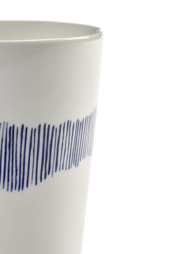 Tea Cup White Stripes Blue Feast