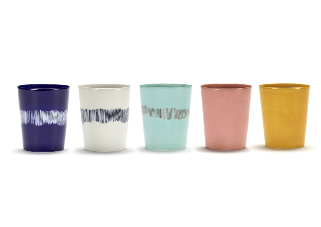 Tea Cup White Stripes Blue Feast