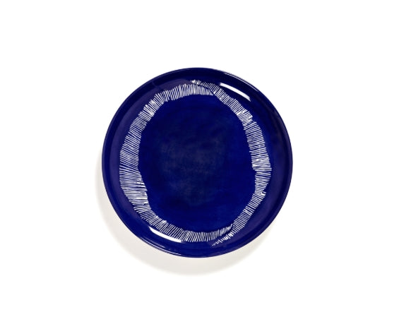 PLATE 22.5cm M DARK BLUE — STRIPES WHITE