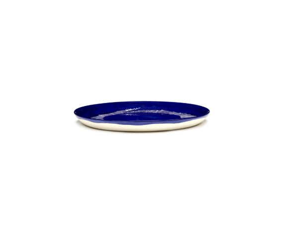 PLATE 22.5cm M DARK BLUE — STRIPES WHITE