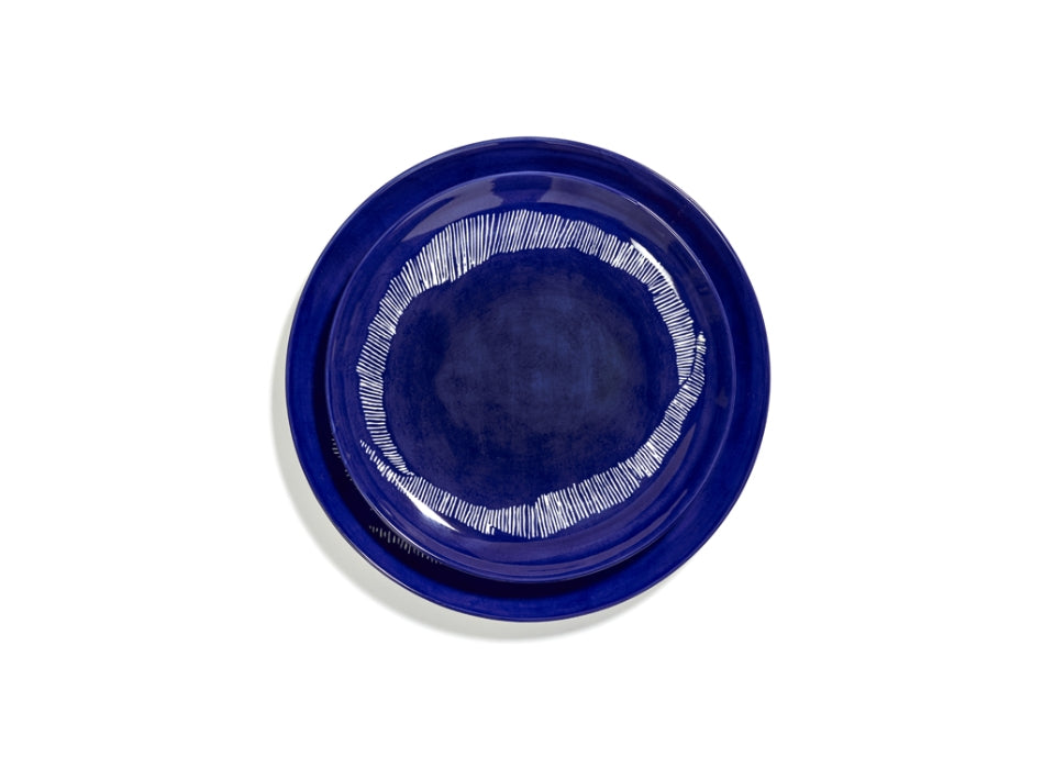 PLATE 22.5cm M DARK BLUE — STRIPES WHITE