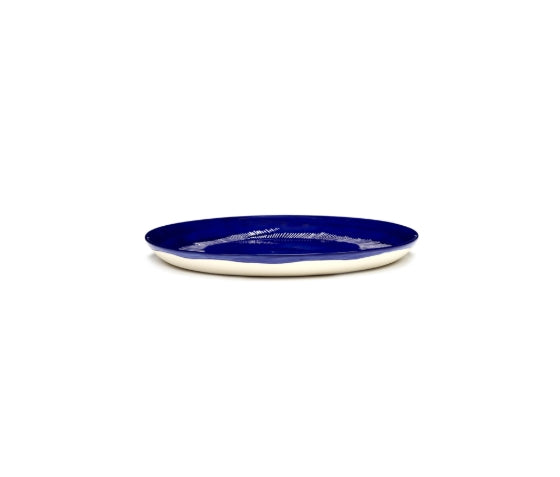 PLATE 22.5cm M DARK BLUE — STRIPES WHITE