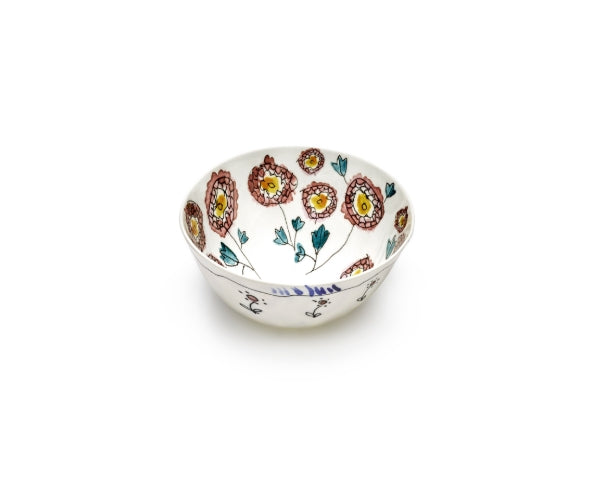 Midnight flowers Bowl Medium Anemone Milk