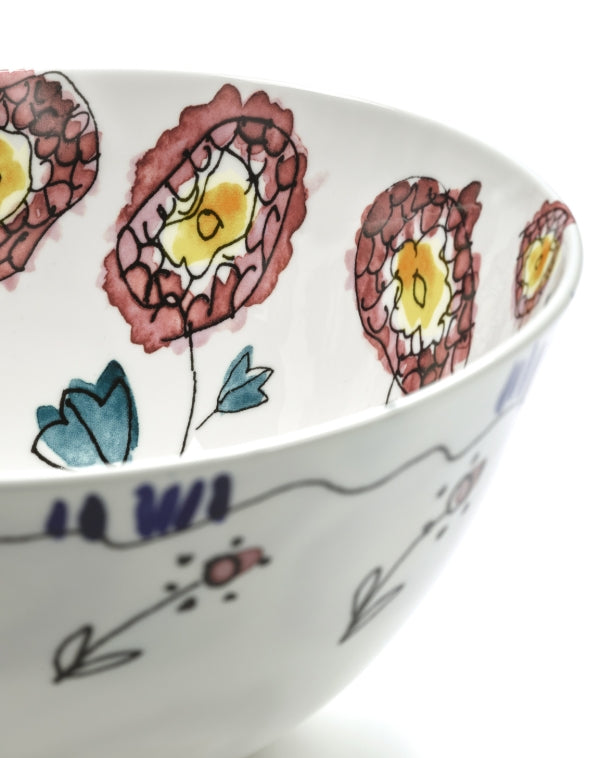 Midnight flowers Bowl Medium Anemone Milk