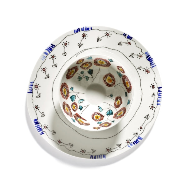 Midnight flowers Bowl Medium Anemone Milk