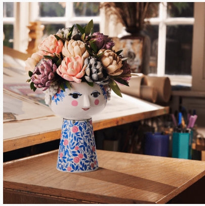 Eva Vase - H7.3" blue/rose