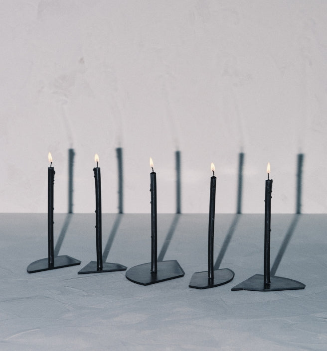 Candle Holder Blue Steel Candelabra