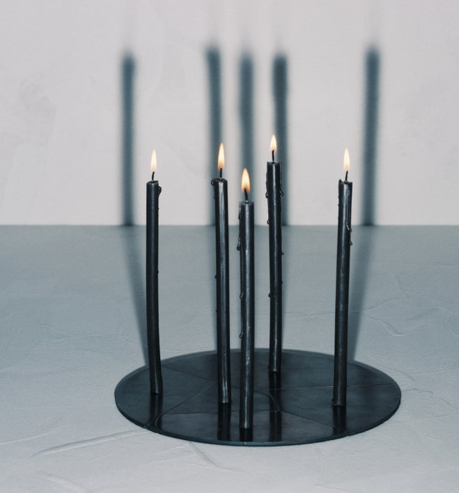 Candle Holder Blue Steel Candelabra