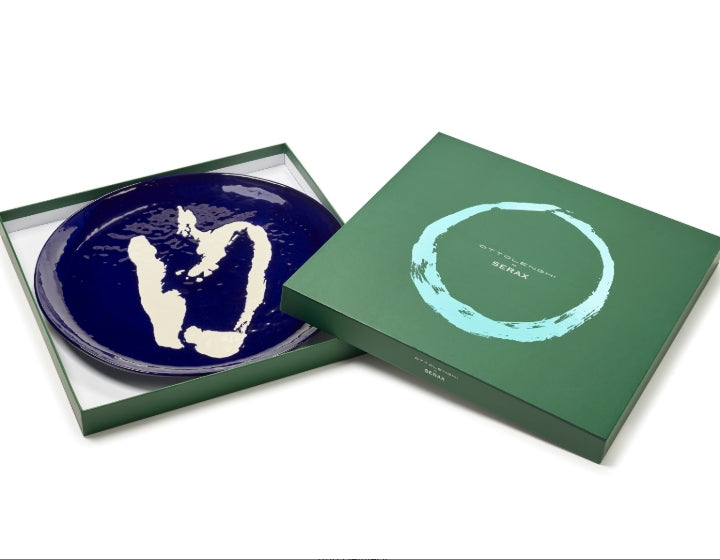 Serving Plate 44.5cm Large Dark Blue White Feast