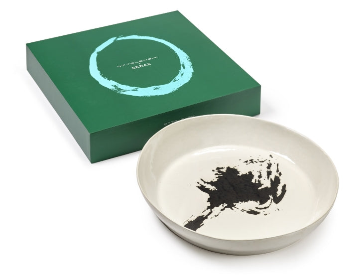 Serving Plate 44.5cm Large White Black Artichoke Feast
