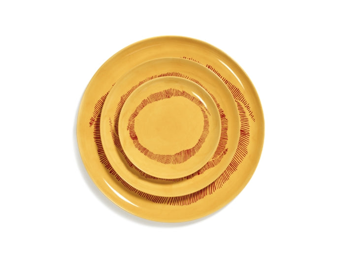 Serving Plate 35cm Yellow Stripes Red Feast